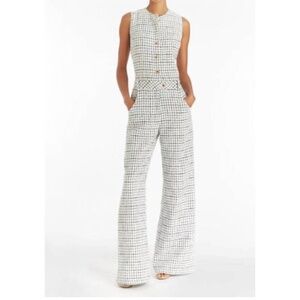 NWOT Amanda Uprichard TORI Tweed pockets wide leg jumpsuit
